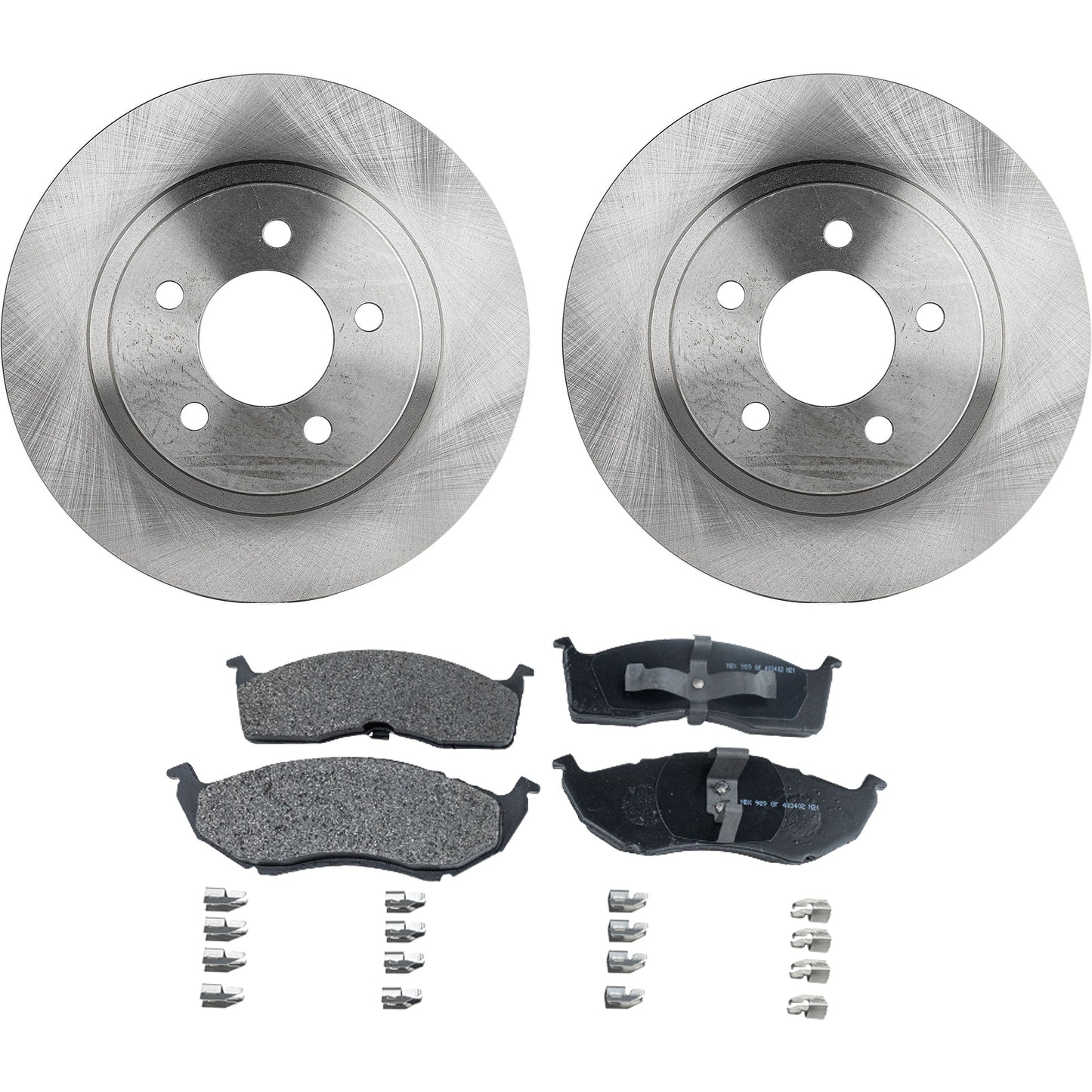 2-Wheel Set Front Brake Disc and Pad Kit, Plain Surface 5 Lugs 296.93 mm Semi-metallic Pro-Line Series, Includes (1) Brake Pad Set and (2) Brake Disc