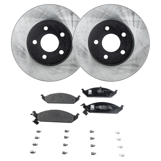 2-Wheel Set Brake Disc and Pad Kit, Plain Surface 5 Lugs 260 mm Semi-metallic Pro-Line Series, Includes (2) Brake Disc and (1) Brake Pad Set