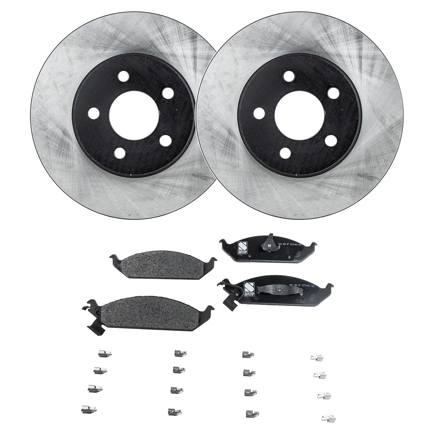 2-Wheel Set Brake Disc and Pad Kit, Plain Surface 5 Lugs 260 mm Semi-metallic Pro-Line Series, Includes (2) Brake Disc and (1) Brake Pad Set