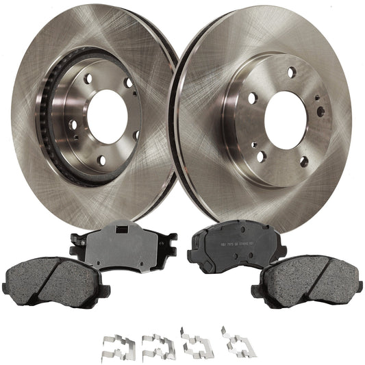 2-Wheel Set Front Brake Disc and Pad Kit, Plain Surface 5 Lugs 276.3 mm Ceramic Pro-Line Series, Includes (2) Brake Disc and (1) Brake Pad Set
