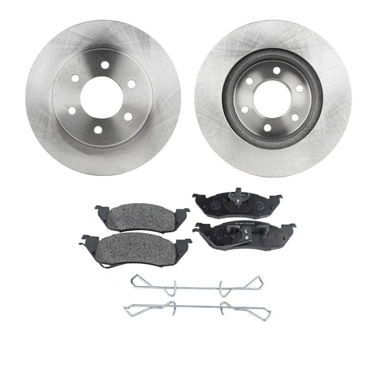 2-Wheel Set Front Brake Disc and Pad Kit, Plain Surface 6 Lugs 287.02 mm Semi-metallic 4WD Pro-Line Series, Includes (2) Brake Disc and (1) Brake Pad Set