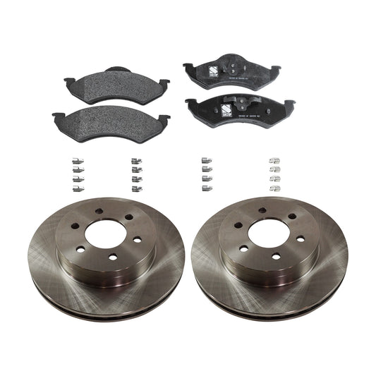 2-Wheel Set Front Brake Disc and Pad Kit, Plain Surface 6 Lugs 287.02 mm Semi-metallic Pro-Line Series, Includes (2) Brake Disc and (1) Brake Pad Set