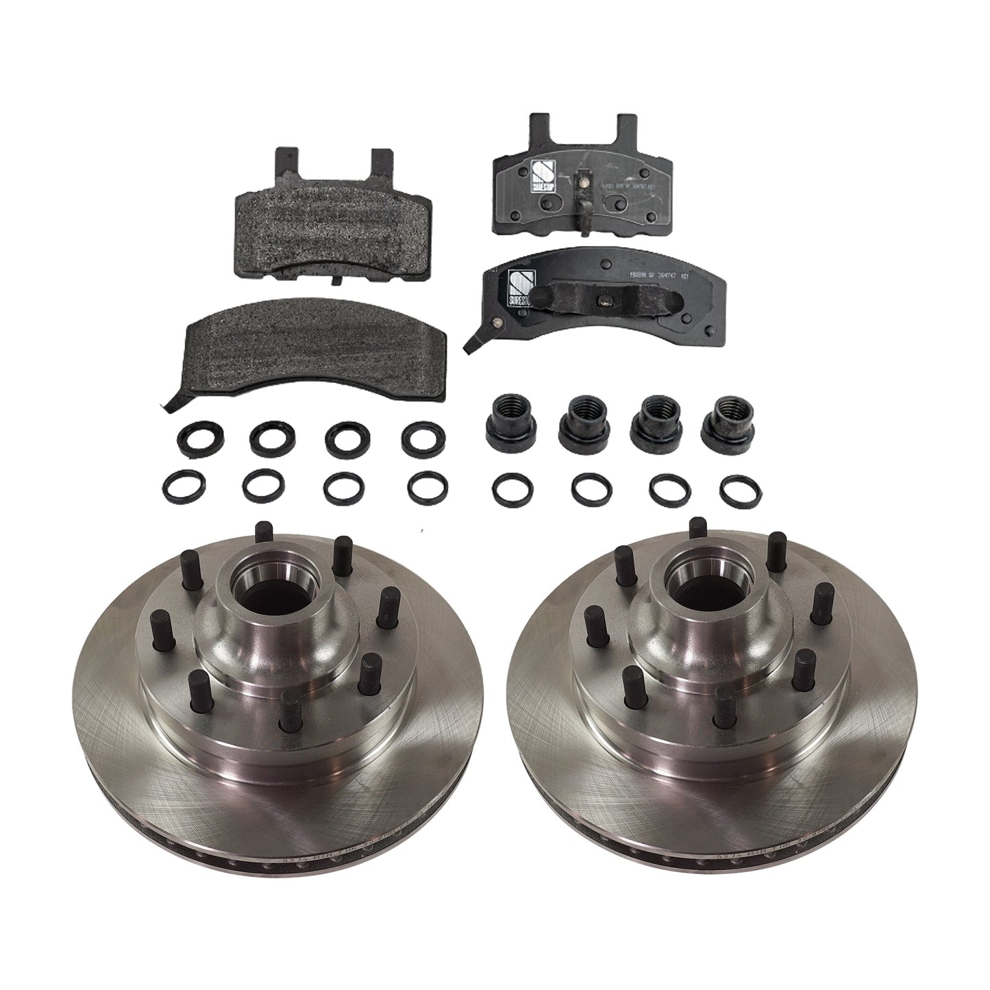 2-Wheel Set Front Brake Disc and Pad Kit, Plain Surface 8 Lugs 317.75 mm Semi-metallic RWD Pro-Line Series, Includes (1) Brake Pad Set and (2) Brake Disc