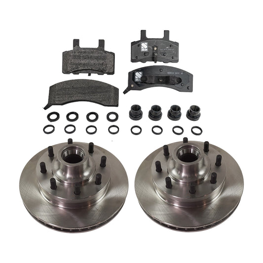 2-Wheel Set Front Brake Disc and Pad Kit, Plain Surface 8 Lugs 317.75 mm Semi-metallic RWD Pro-Line Series, Includes (1) Brake Pad Set and (2) Brake Disc