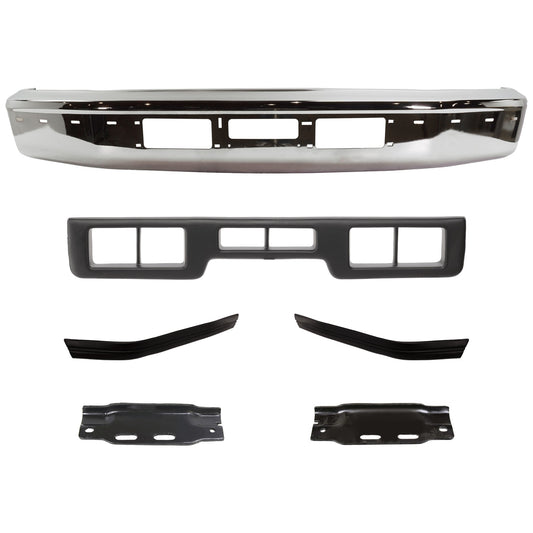 6-Piece Kit, Front Bumper, Chrome, Includes (1) Bumper, (2) Bumper Bracket, and (3) Bumper Trim