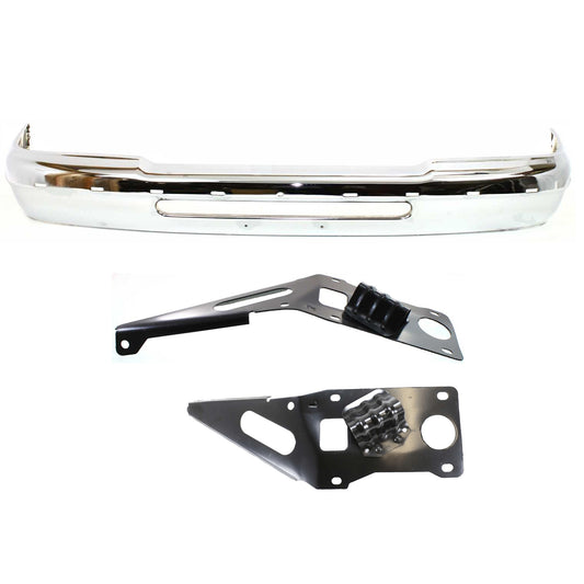 3-Piece Kit, Front Bumper, Chrome, Includes (1) Bumper and (2) Bumper Bracket