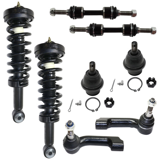 8-Piece Kit Front, Driver and Passenger Side Suspension Kit, Includes (2) Ball Joint, (2) Loaded Strut, (2) Sway Bar Link, and (2) Tie Rod End