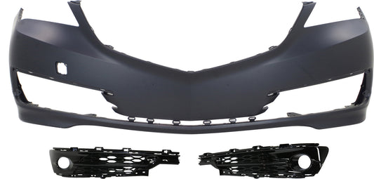 3-Piece Kit, Front Primed Bumper Cover, Includes (1) Bumper Cover and (2) Fog Light Trim