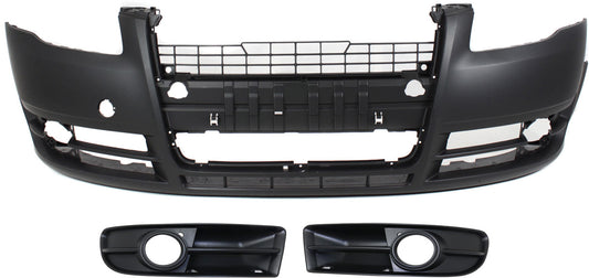 3-Piece Kit, Front Primed Bumper Cover, Includes (1) Bumper Cover and (2) Fog Light Trim