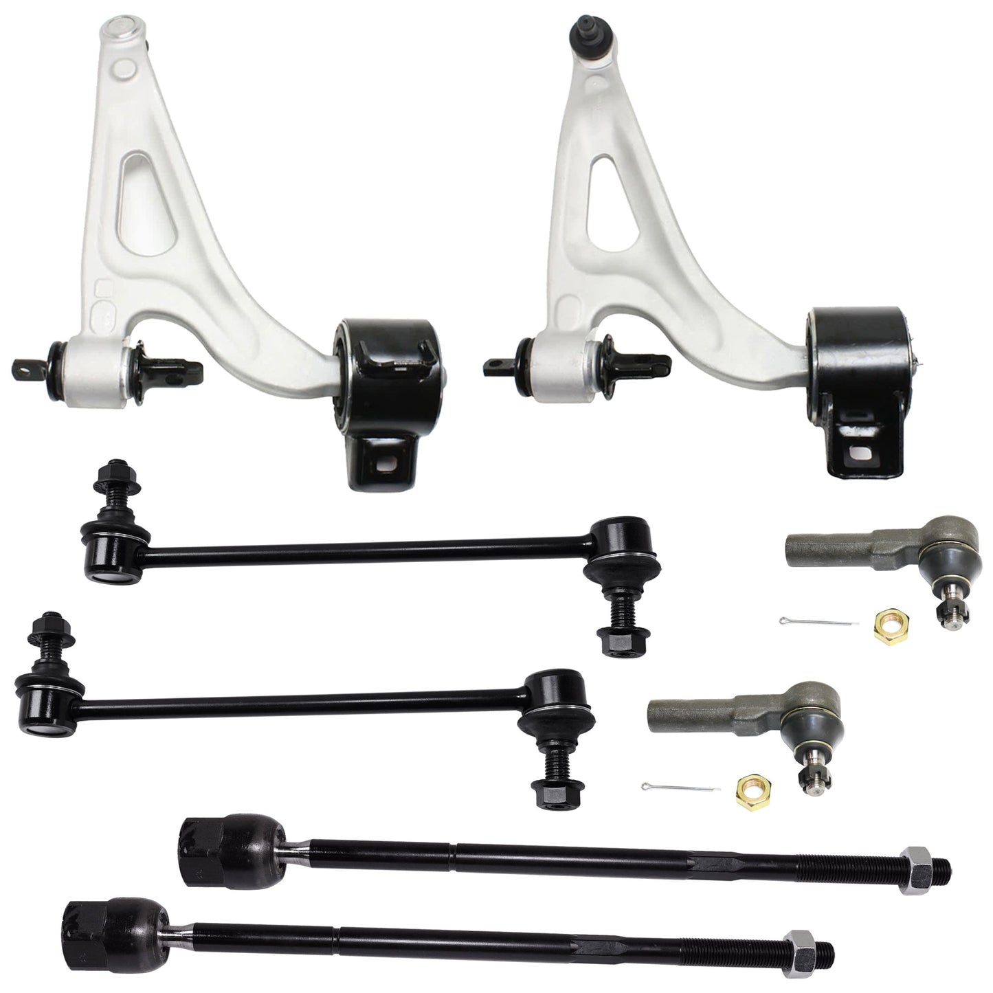 8-Piece Kit Front, Driver and Passenger Side Suspension Kit, Includes (2) Control Arm, (2) Sway Bar Link, and (4) Tie Rod End