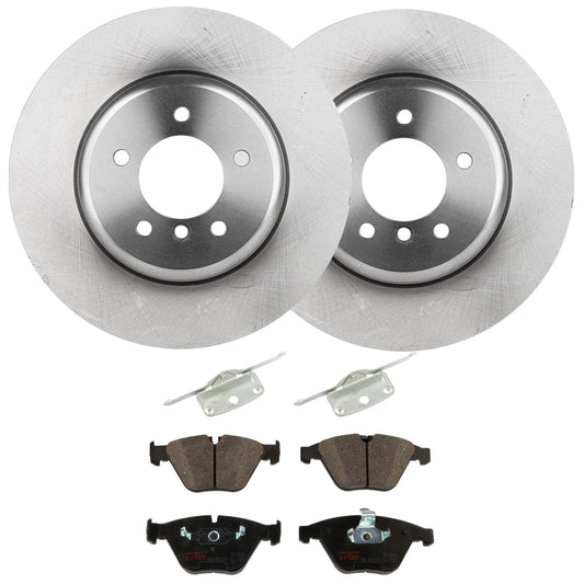 KIT-072524-69 2-Wheel Set Brake Disc and Pad Kit, Plain Surface 5 Lugs 347.98 mm Semi-metallic, Includes (1) Brake Pad Set and (2) Brake Disc