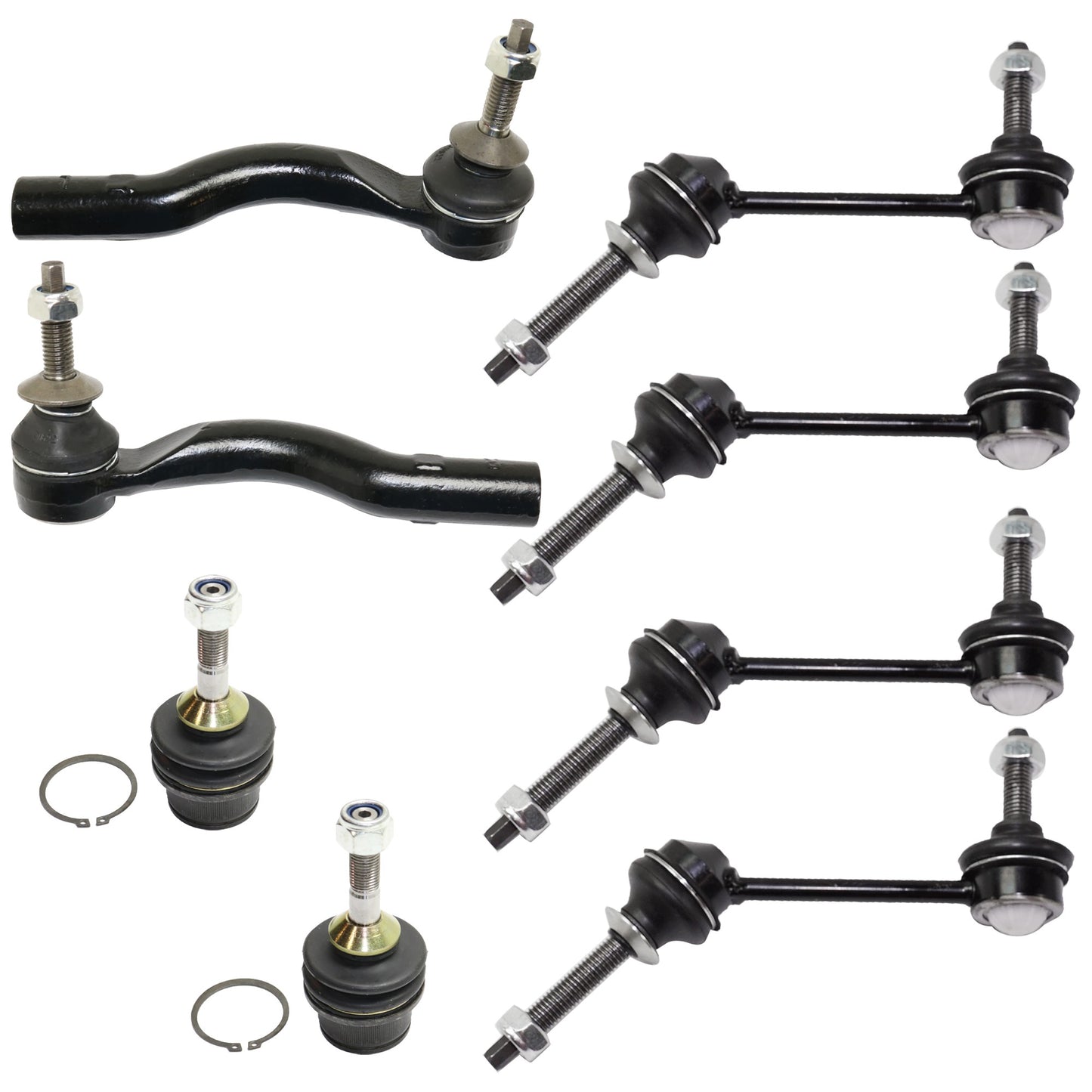 8-Piece Kit Front Suspension Kit, Includes (2) Ball Joint, (4) Sway Bar Link, and (2) Tie Rod End