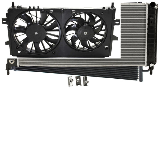 3-Piece Kit A/C Condenser, Includes (1) A/C Condenser, (1) Cooling Fan Assembly and (1) Radiator