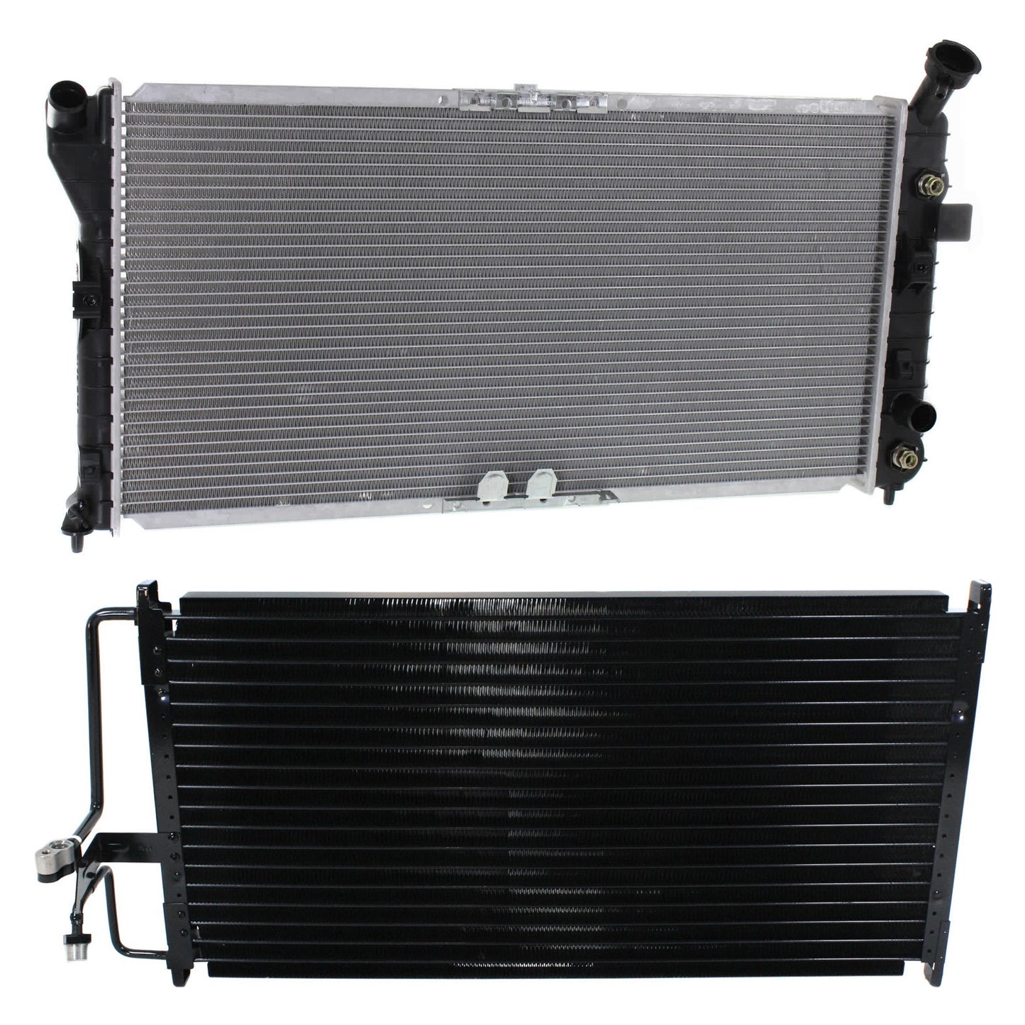 2-Piece Kit A/C Condenser, includes (1) A/C Condenser and (1) Radiator, 3.8L Eng., 6 Cyl.