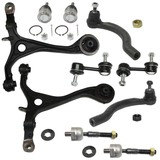 10-Piece Kit Front, Driver and Passenger Side Suspension Kit, Includes (2) Ball Joint, (2) Control Arm, (2) Sway Bar Link, and (4) Tie Rod End