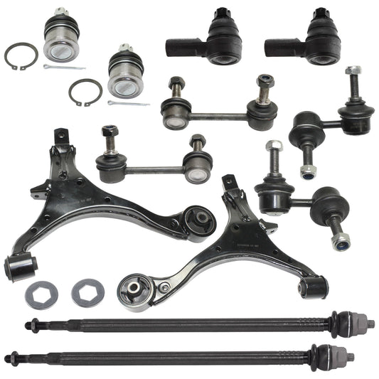 12-Piece Kit Driver and Passenger Side Suspension Kit, Includes (2) Ball Joint, (2) Control Arm, (4) Sway Bar Link, and (4) Tie Rod End