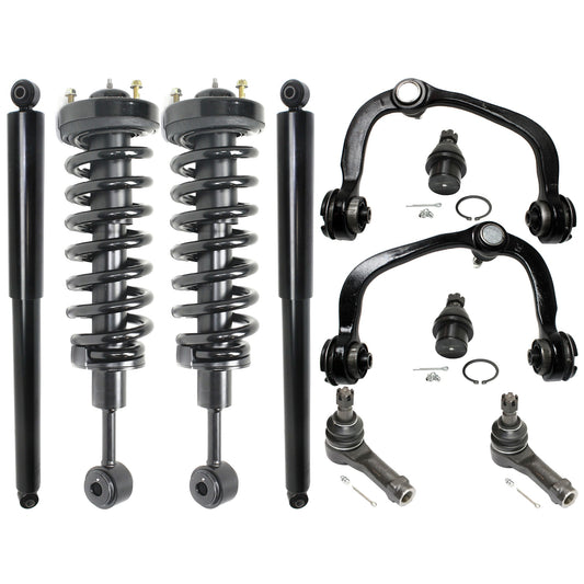 10-Piece Kit Front and Rear Shock and Fully Loaded Strut, Includes (2) Control Arm, (2) Ball Joint, (2) Tie Rod End and (4) Shock Absorber and Strut Assembly