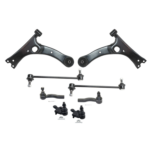 8-Piece Kit Front, Driver and Passenger Side, Lower Control Arms, Includes (2) Ball Joint, (2) Control Arm, (2) Sway Bar Link, and (2) Tie Rod End