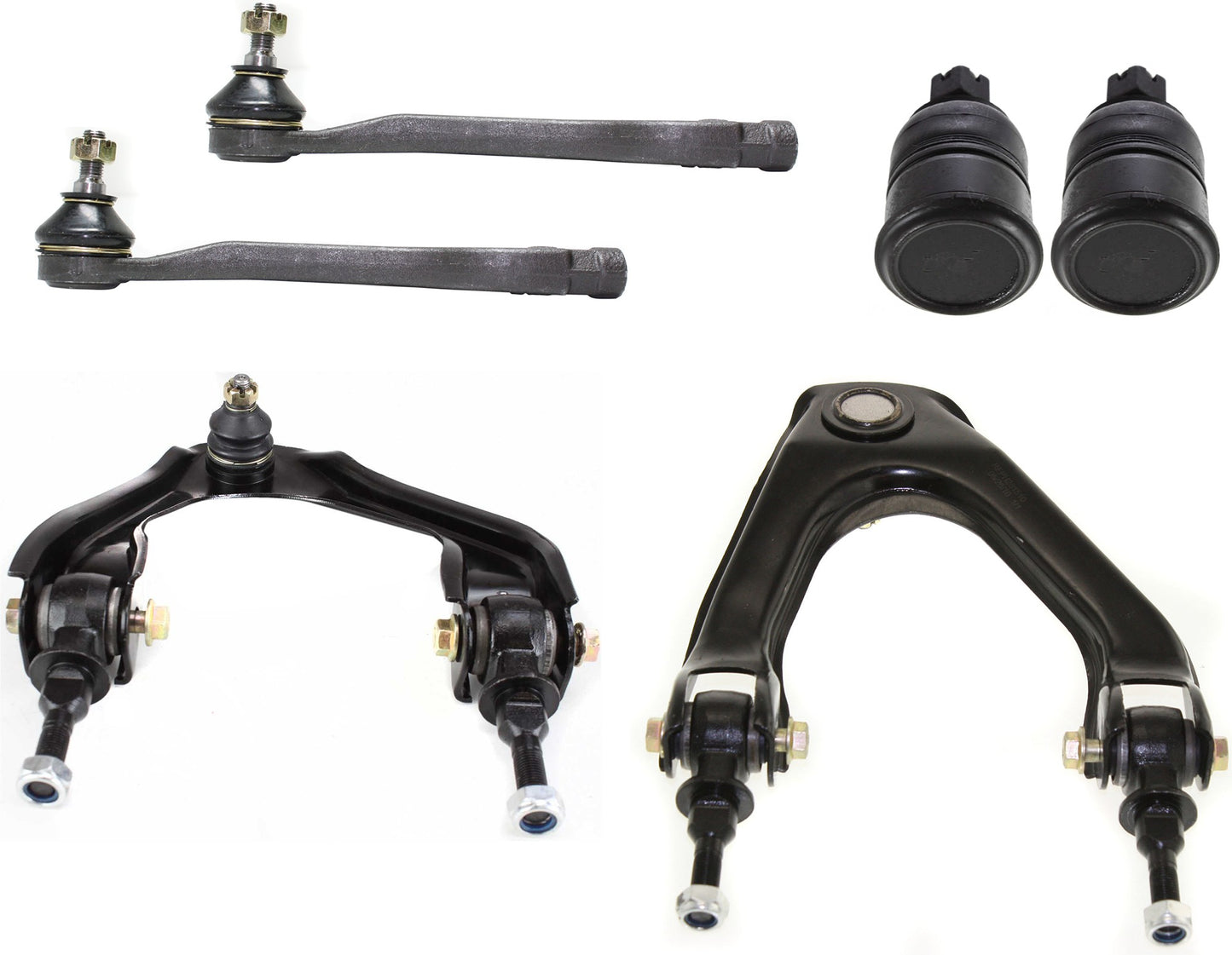 6-Piece Kit Front, Driver and Passenger Side Suspension Kit, Includes (2) Ball Joint, (2) Control Arm, and (2) Tie Rod End