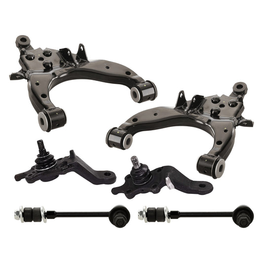 6-Piece Kit Control Arm Includes (2) Ball Joint, (2) Control Arm, and (2) Sway Bar Link