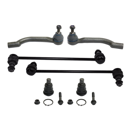 6-Piece Kit Front, Driver and Passenger Side Suspension Kit, Includes (2) Ball Joint, (2) Sway Bar Link, and (2) Tie Rod End