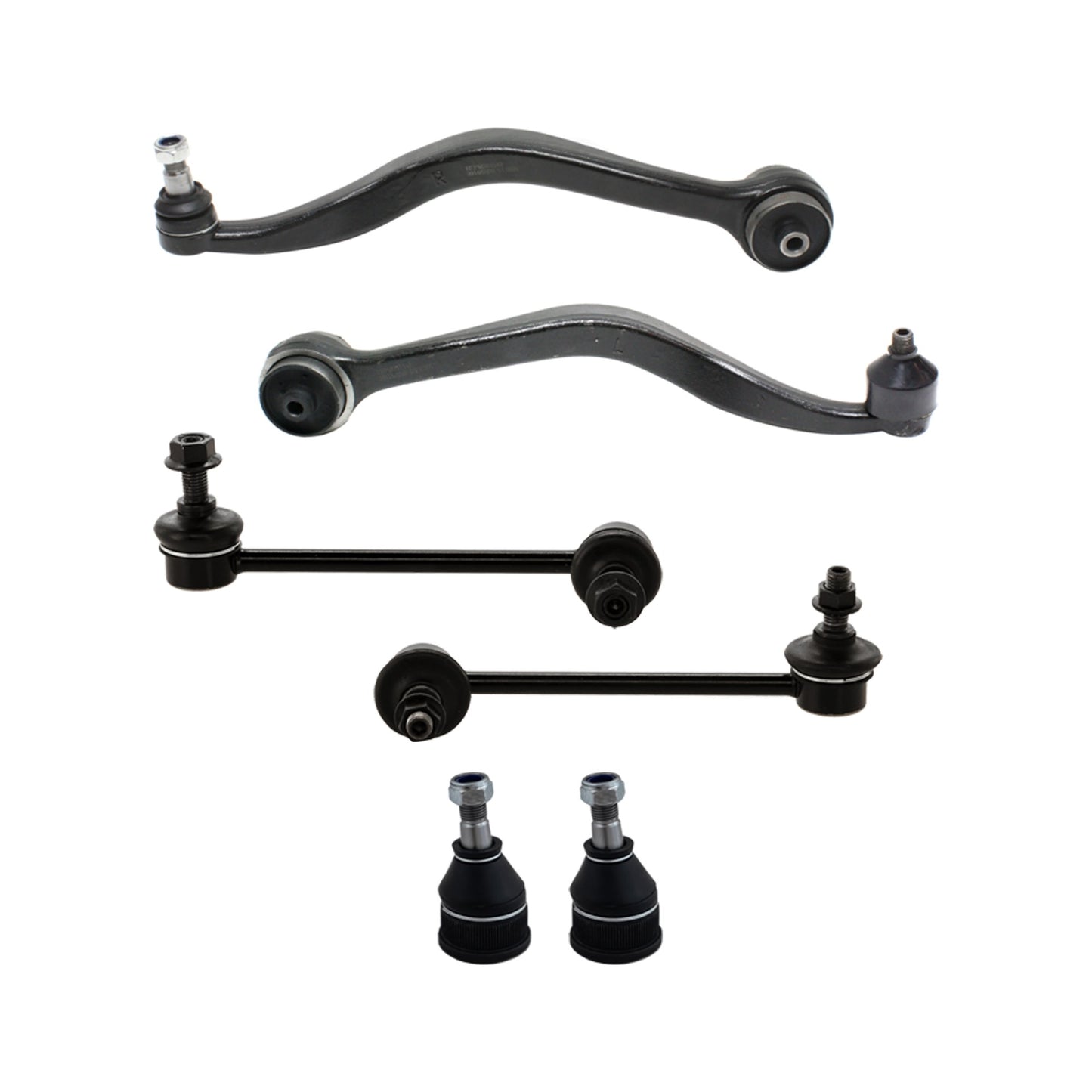 6-Piece Kit Front, Driver and Passenger Side Control Arms, Includes (2) Ball Joint, (2) Control Arm, and (2) Sway Bar Link