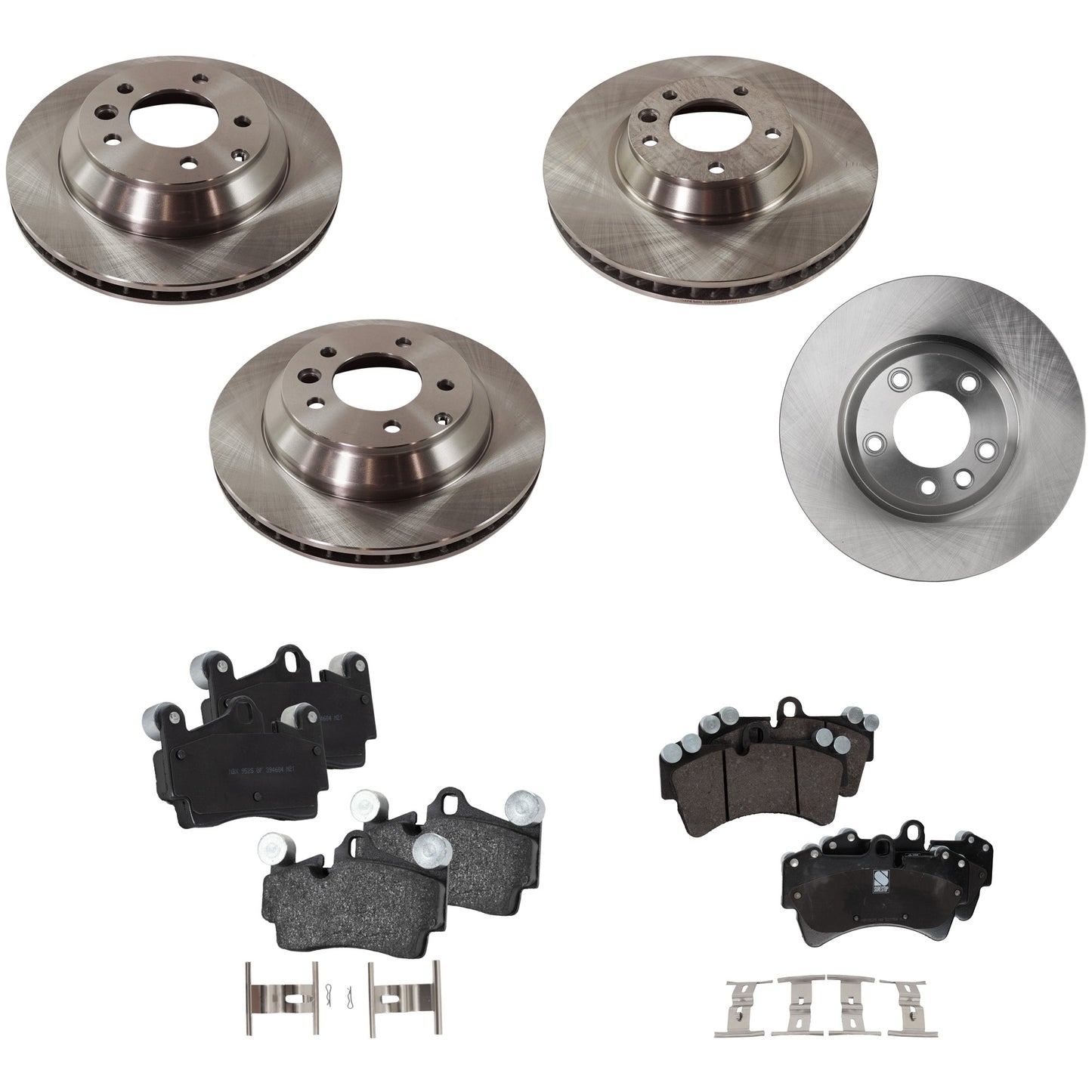 4-Wheel Set Front and Rear Brake Disc and Pad Kit, Plain Surface 5 Lugs Front-350.01 mm/Rear-329.95 mm, Includes (4) Brake Disc and (2) Brake Pad Set