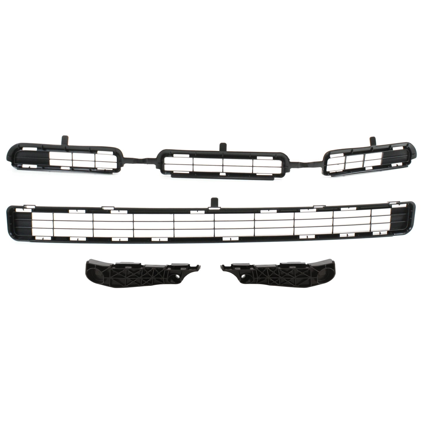 4-Piece Kit Bumper Grille, Textured Black, Includes (2) Bumper Grille and (2) Bumper Retainer