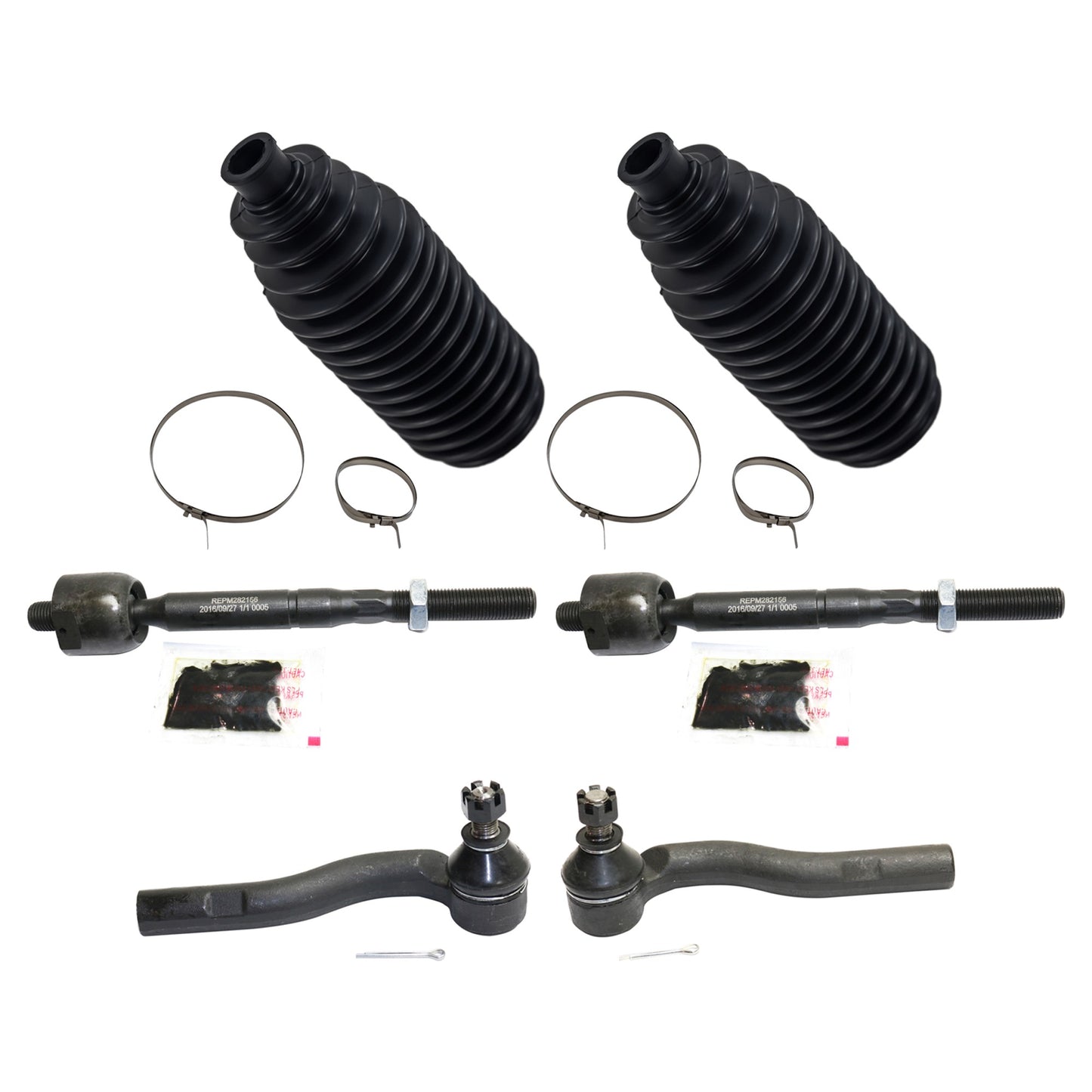 6-Piece Kit Steering Rack Boot, 6-Piece Kit,  Includes (2) Steering Rack Boot and (4) Tie Rod End