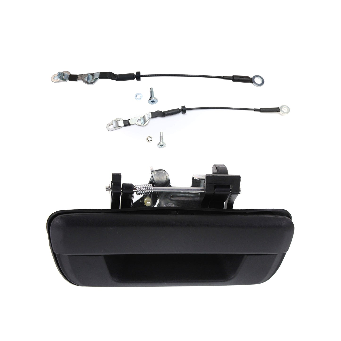 3-Piece Kit Tailgate Handle, Textured Black, Plastic, Without Camera Hole Without Key Hole, Includes (2) Tailgate Cable and (1) Tailgate Handle