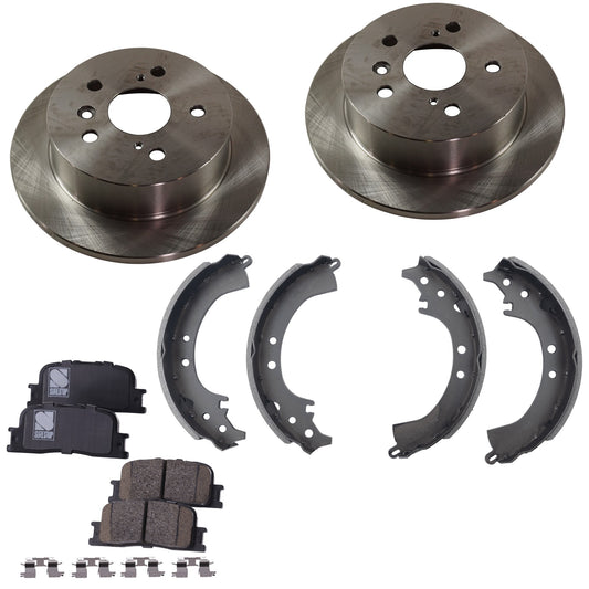 2-Wheel Set Rear Brake Disc and Pad Kit, Includes (1) Brake Shoe Set, (1) Brake Pad Set and (2) Brake Disc