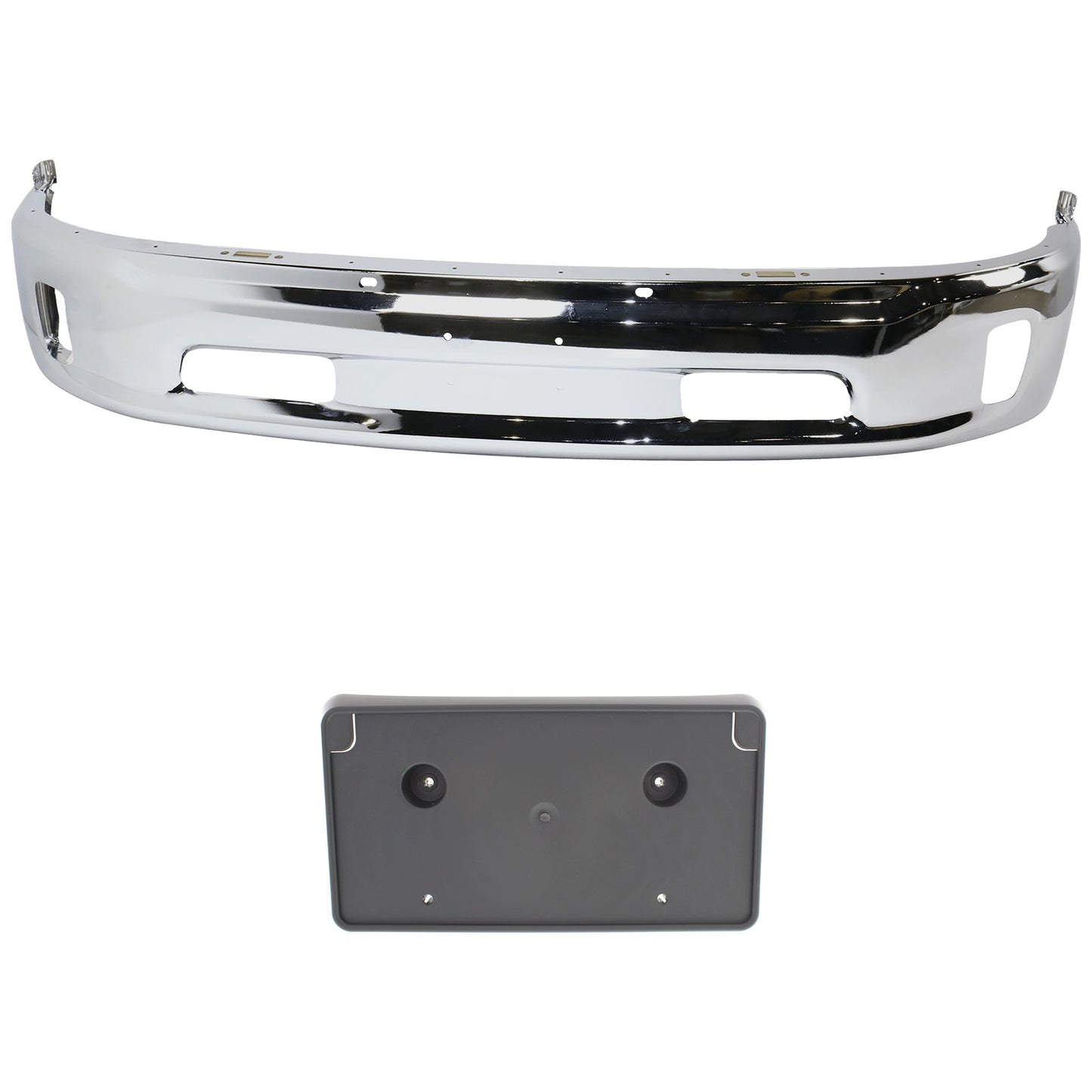 2-Piece Kit, Front, Lower Bumper, Chrome, Includes (1) Bumper and (1) License Plate Bracket