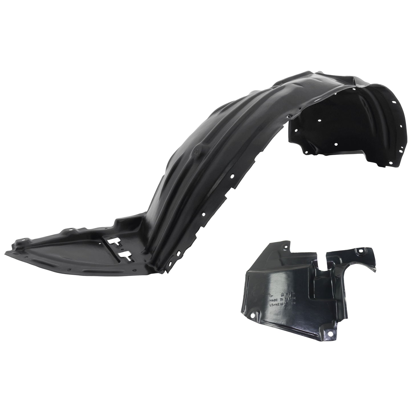 2-Piece Kit, Front, Driver and Passenger Side Fender Liner, Includes (1) Engine Splash Shield and (1) Fender Liner