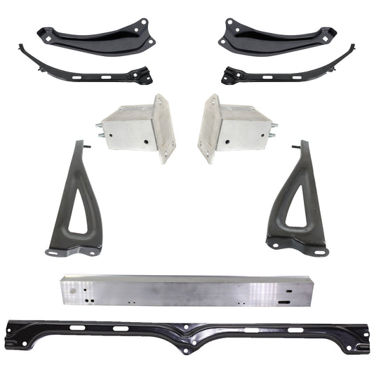 10-Piece Kit Front, Driver and Passenger Side Bumper Reinforcement, Aluminum, Includes (7) Bumper Bracket, (1) Bumper Reinforcement, and (2) Bumper Reinforcement Bracket