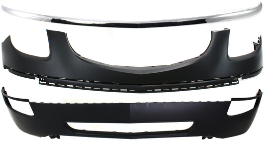 3-Piece Kit, Front, Upper and Lower Primed Bumper Cover, Includes (2) Bumper Cover and (1) Bumper Trim