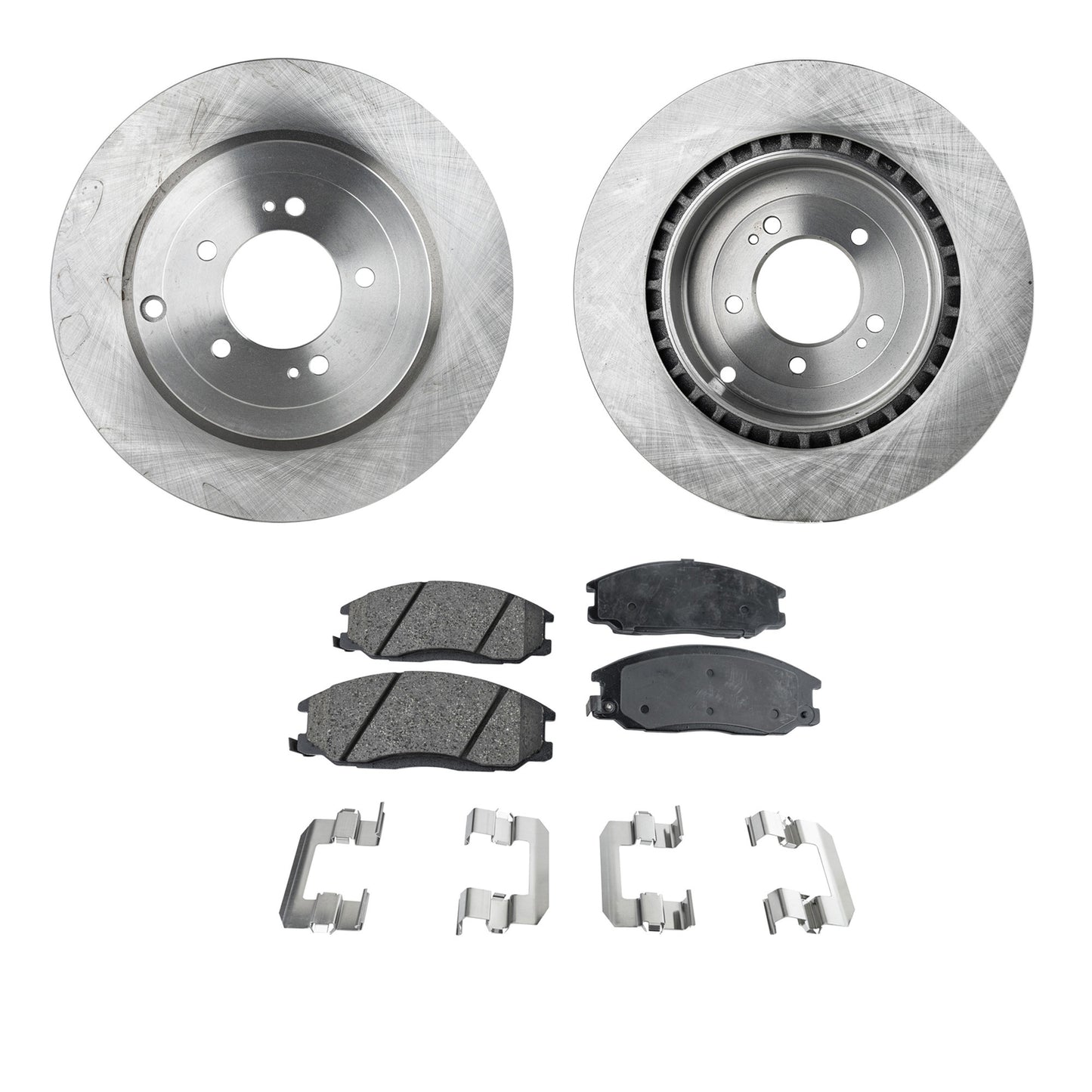 2-Wheel Set Front Brake Disc and Pad Kit, Plain Surface 5 Lugs 276 mm Ceramic Pro-Line Series, Includes (2) Brake Disc and (1) Brake Pad Set