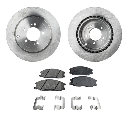 2-Wheel Set Front Brake Disc and Pad Kit, Plain Surface 5 Lugs 276 mm Ceramic Pro-Line Series, Includes (2) Brake Disc and (1) Brake Pad Set