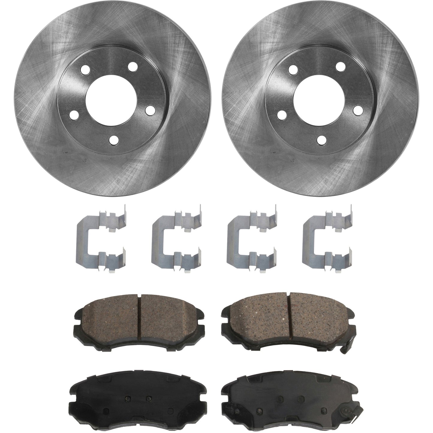 Комплект из 2 передних тормозных дисков и колодок, гладкая поверхность, 4 выступа, 279,91 мм, керамические, серия Pro-Line, включает в себя (2) тормозных диска и (1) комплект тормозных колодок