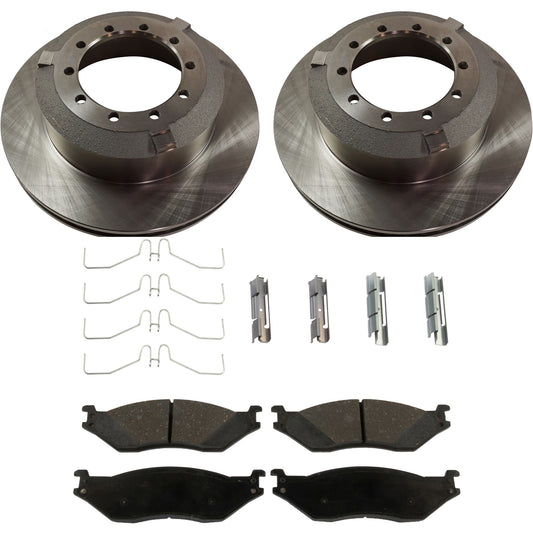 Комплект тормозных дисков и колодок на 2 колеса, гладкая поверхность, 10 болтов, 390 мм, полуметаллическая серия Pro-Line, включает в себя (2) тормозных диска и (1) комплект тормозных колодок