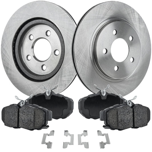 2-Wheel Set Brake Disc and Pad Kit, Plain Surface 5 Lugs 299.97 mm Ceramic Pro-Line Series, Includes (1) Brake Pad Set and (2) Brake Disc