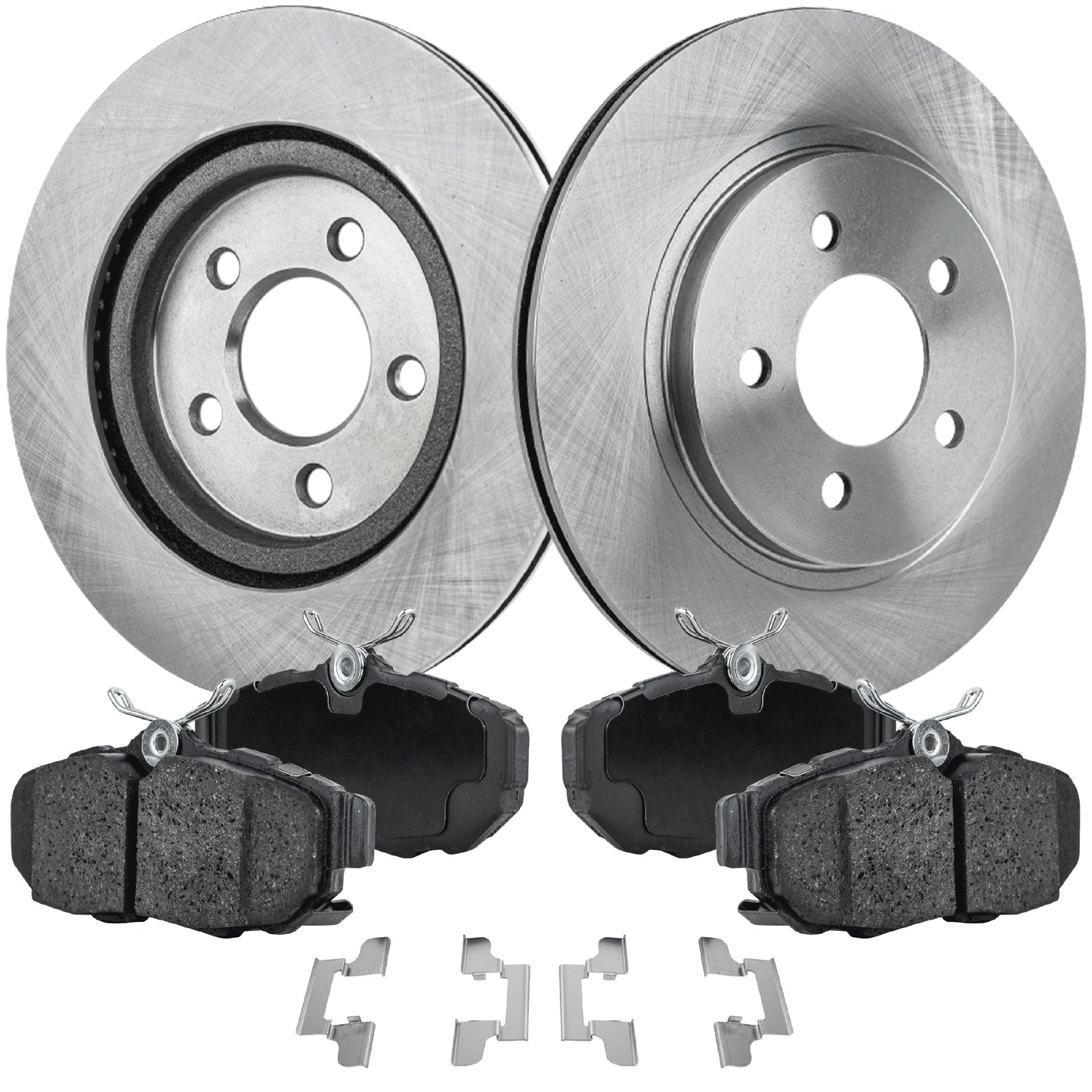 2-Wheel Set Brake Disc and Pad Kit, Plain Surface 5 Lugs 299.97 mm Ceramic Pro-Line Series, Includes (1) Brake Pad Set and (2) Brake Disc