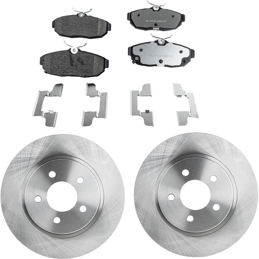2-Wheel Set Brake Disc and Pad Kit, Plain Surface 5 Lugs 299.97 mm Ceramic Pro-Line Series, Includes (1) Brake Pad Set and (2) Brake Disc