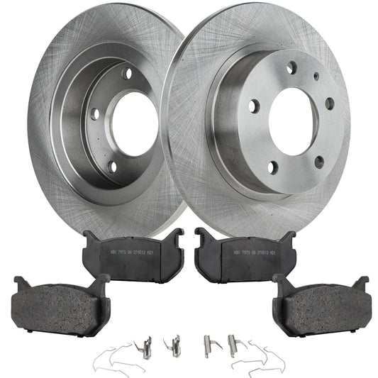 2-Wheel Set Rear Brake Disc and Pad Kit, Plain Surface 5 Lugs 261.11 mm Ceramic Pro-Line Series, Includes (2) Brake Disc and (1) Brake Pad Set