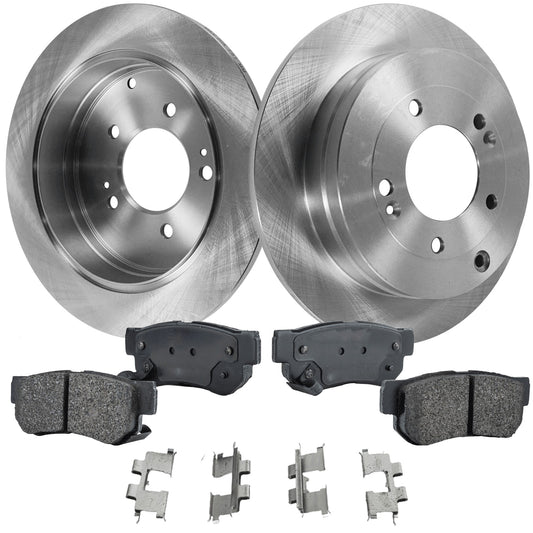 Комплект из 2 задних тормозных дисков и колодок, гладкая поверхность, 5 болтов, 283,97 мм, керамические, серия Pro-Line, включает в себя (2) тормозных диска и (1) комплект тормозных колодок