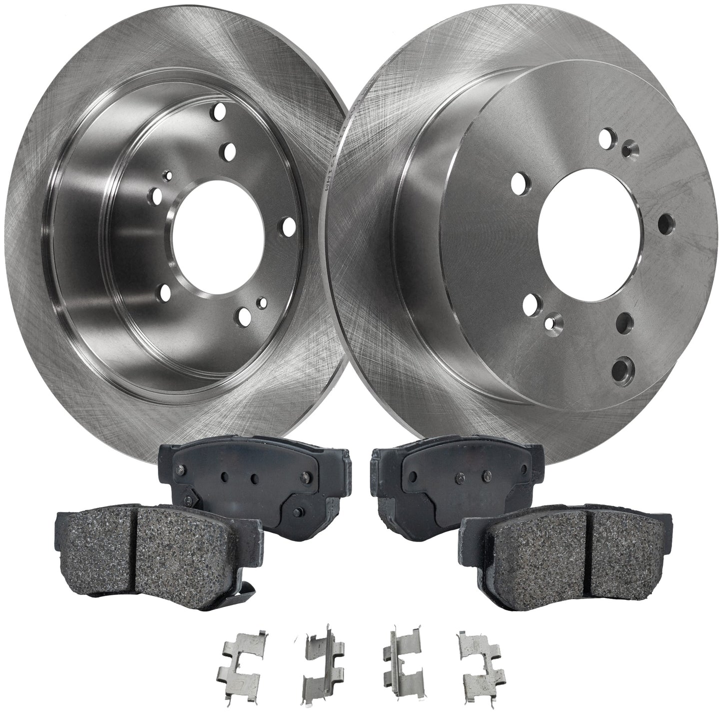 2-Wheel Set Rear Brake Disc and Pad Kit, Plain Surface 5 Lugs 283.72 mm Ceramic Pro-Line Series, Includes (1) Brake Pad Set and (2) Brake Disc