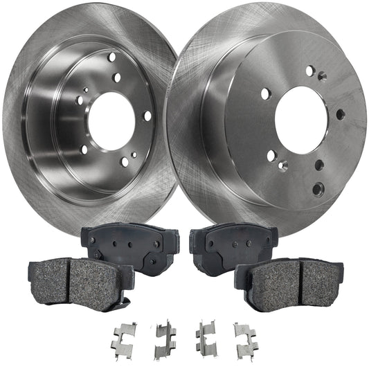2-Wheel Set Rear Brake Disc and Pad Kit, Plain Surface 5 Lugs 283.72 mm Ceramic Pro-Line Series, Includes (1) Brake Pad Set and (2) Brake Disc