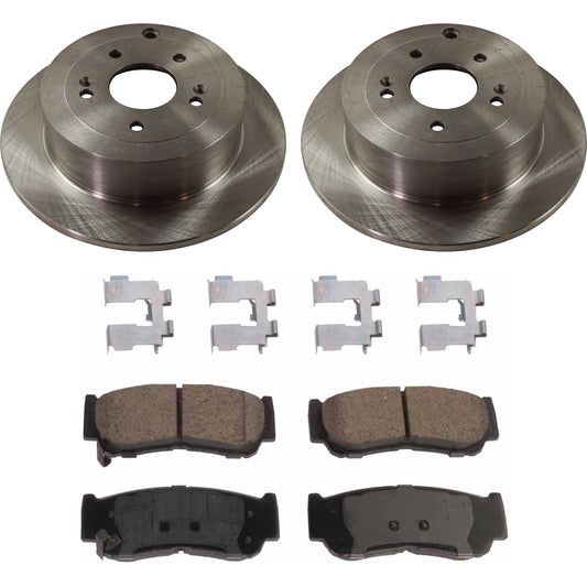 2-Wheel Set Brake Disc and Pad Kit, Plain Surface 5 Lugs 302.01 mm Ceramic Pro-Line Series, Includes (2) Brake Disc and (1) Brake Pad Set