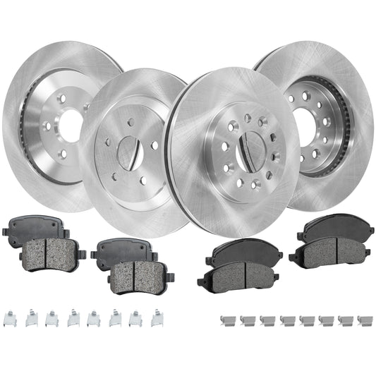 4-Wheel Set Brake Disc and Pad Kit, Plain Surface 5 Lugs Front-293.12 mm/Rear-315.98 mm Ceramic Pro-Line Series, Includes (2) Brake Pad Set and (4) Brake Disc