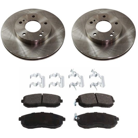 2-Wheel Set Front Brake Disc and Pad Kit, Plain Surface 5 Lugs 279.91 mm Ceramic Pro-Line Series, Includes (2) Brake Disc and (1) Brake Pad Set