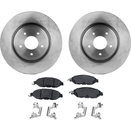 2-Wheel Set Front Brake Disc and Pad Kit, Plain Surface 5 Lugs 320.04 mm Ceramic Pro-Line Series, Includes (1) Brake Pad Set and (2) Brake Disc